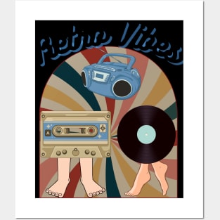 Retro Vibes Cassette and Record 80's and 70's theme Posters and Art